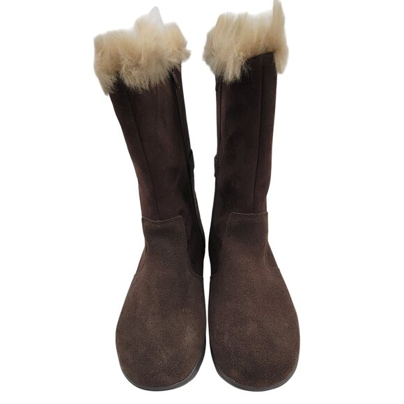 Tony Little Cheeks Fit Body Boots Brown Faux Fur Lined Zip Closure Womens 8 - Picture 3 of 12